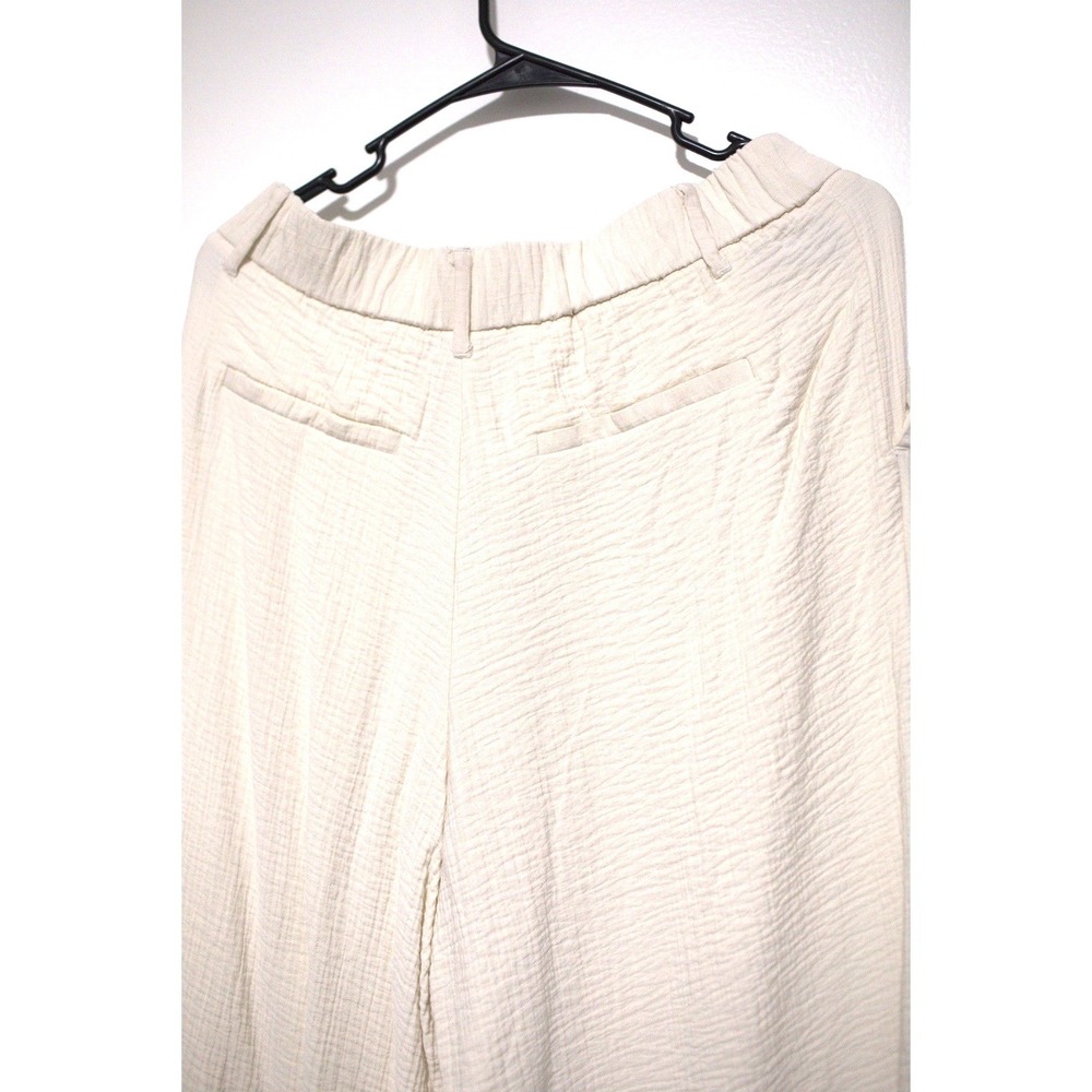 A New Day Womens Cream Textured Gauze Wide Leg Pants High Rise Size 8 - Picture 2 of 6